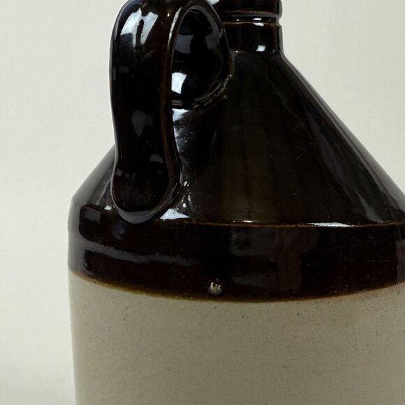 Vintage Stoneware Whiskey Jug 9" Brown Tan Rustic Farmhouse Decor Moonshine Croc - Picture 3 of 7